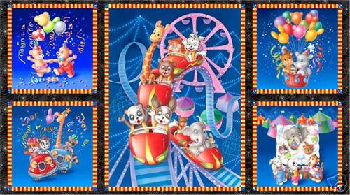 Critter Carnival Rides Fabric Panel